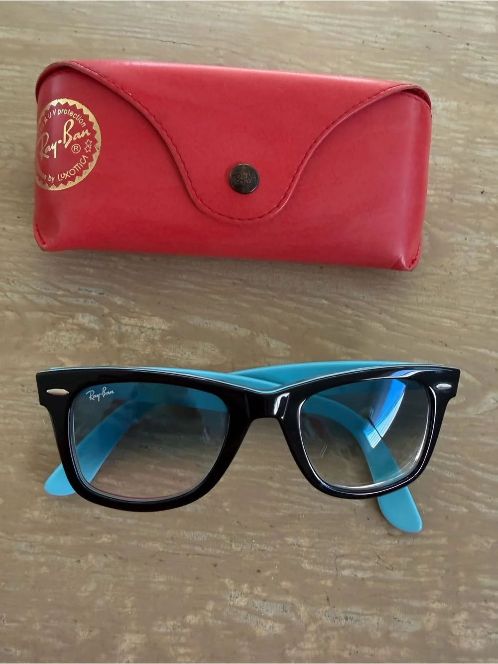 Ray-Ban Black & Blue Wayfarer Sunglasses with Original Case